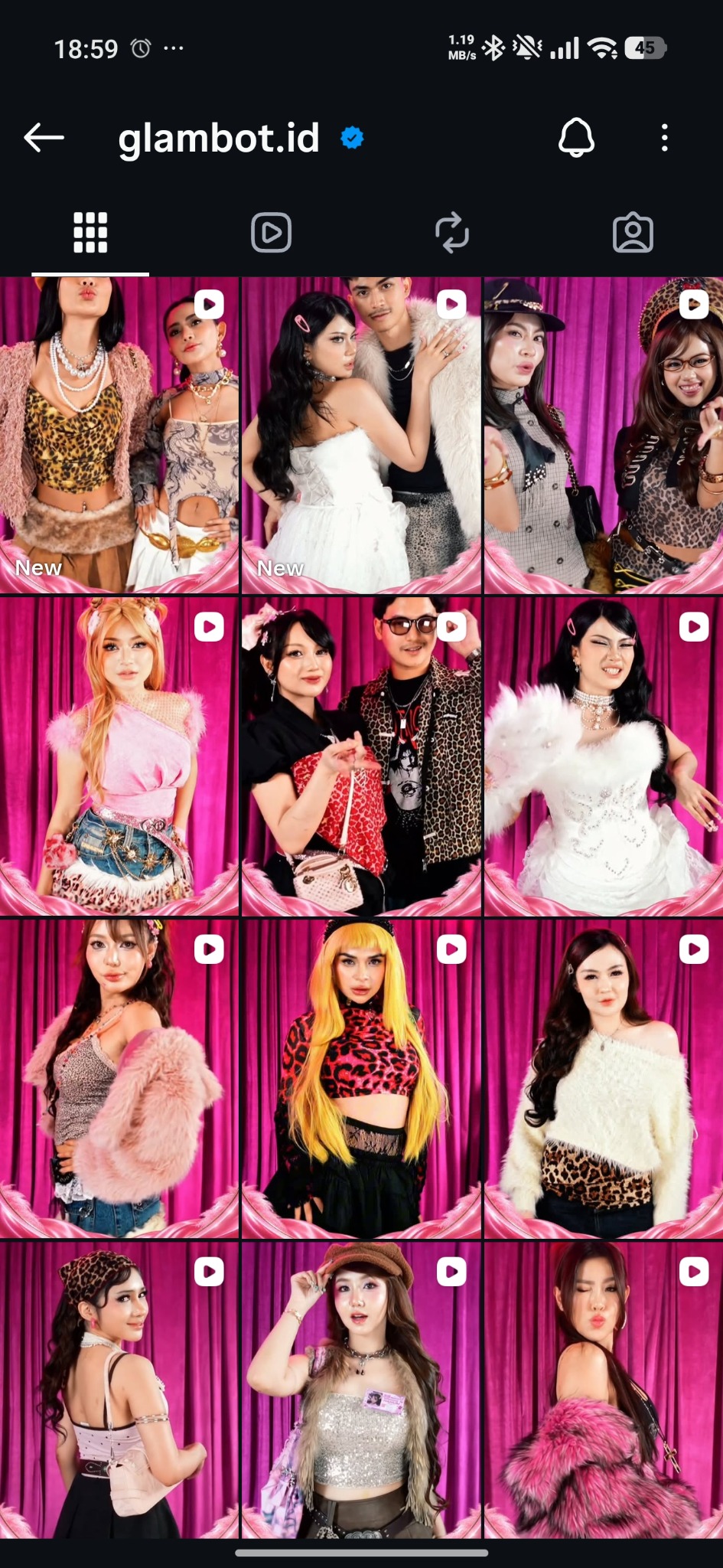 Dokumentasi grid Instagram Glambot.ID berisi video tamu pada event Hanum Birthday